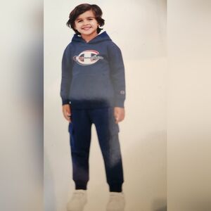 Champion Boys 2 Piece Sweatshirt/Athletic Fleece Pants Set Blue, Red, White 5T